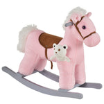 Kids Plush Ride-on Rocking Horse With Plush Toy Sound Handle Grip | Pink