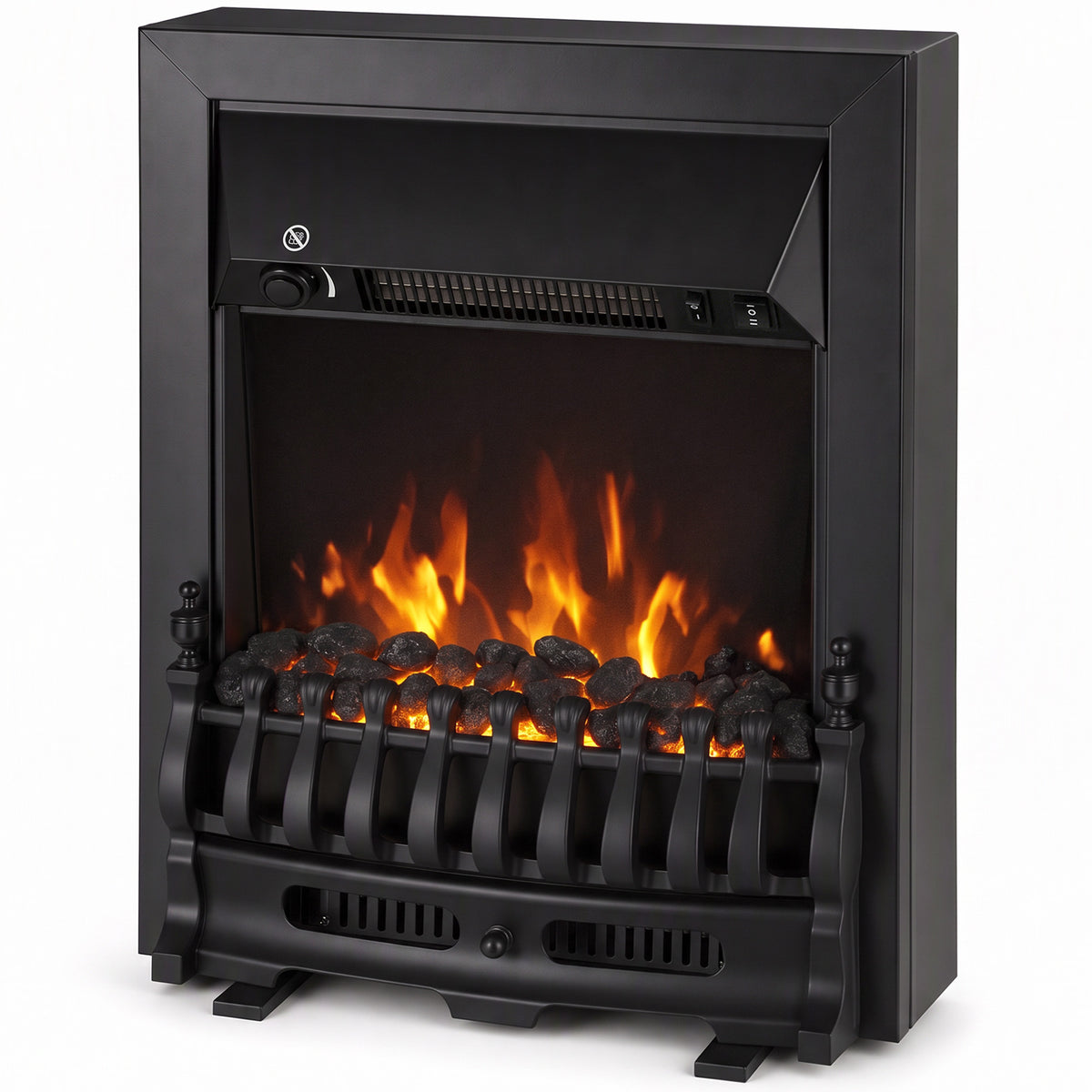 Electric Fireplace Stove Freestanding And Inset, 1000w/2000w, Black