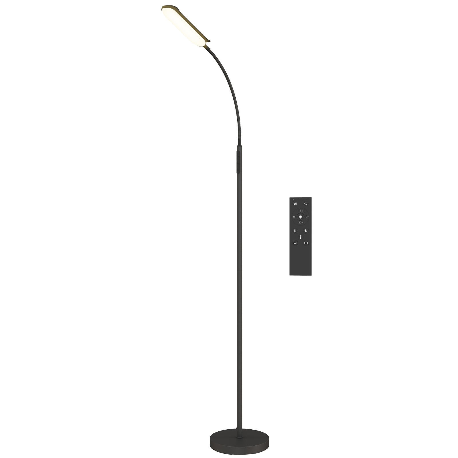 HOMCOM Led Floor Lamp For Living Room With Magnetic Remote Control, Black