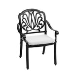 Set Of 2 Outdoor Cast Aluminium Dining Chairs With Cushions