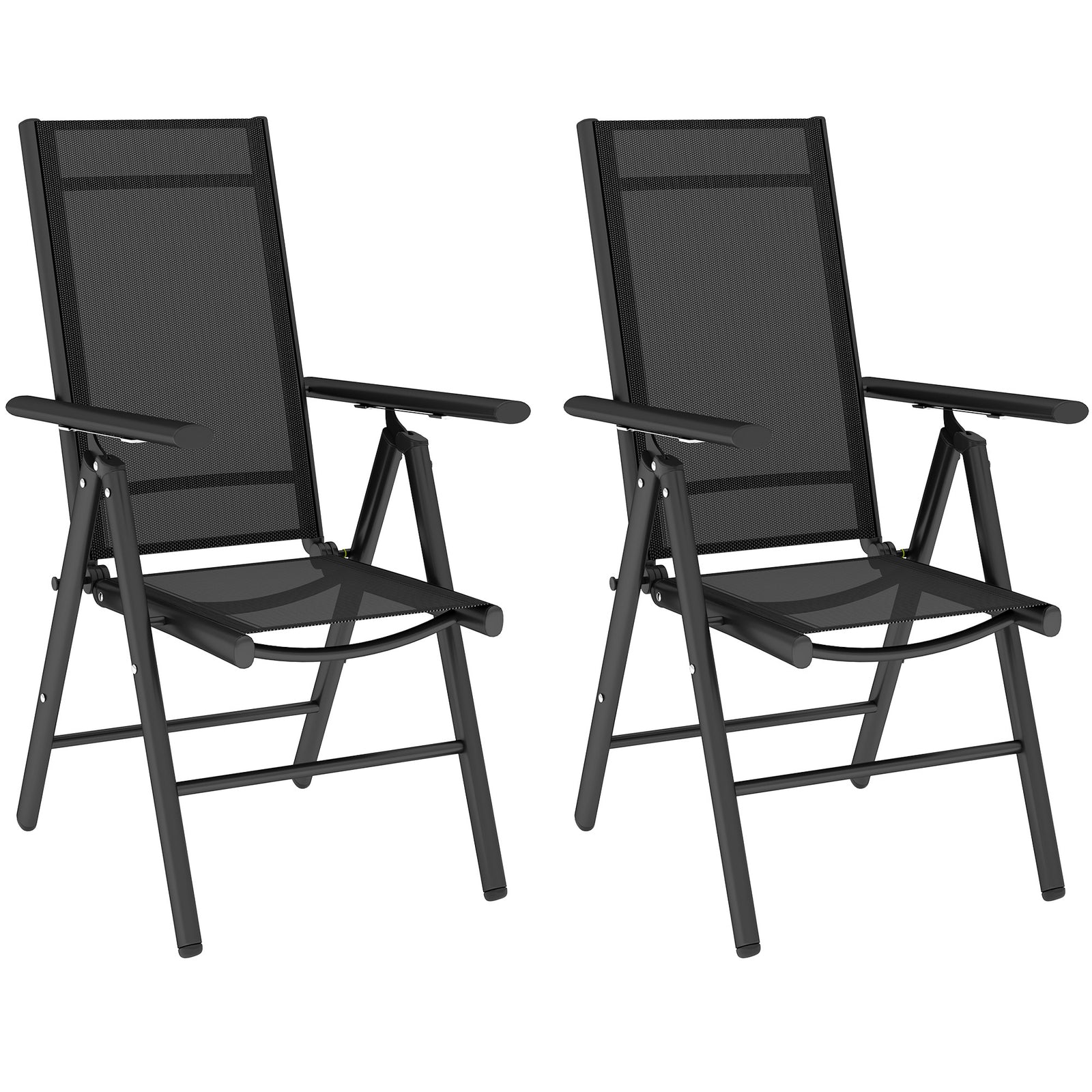 2pcs Folding Chair W/ Breathable Mesh Back And Seat | Black