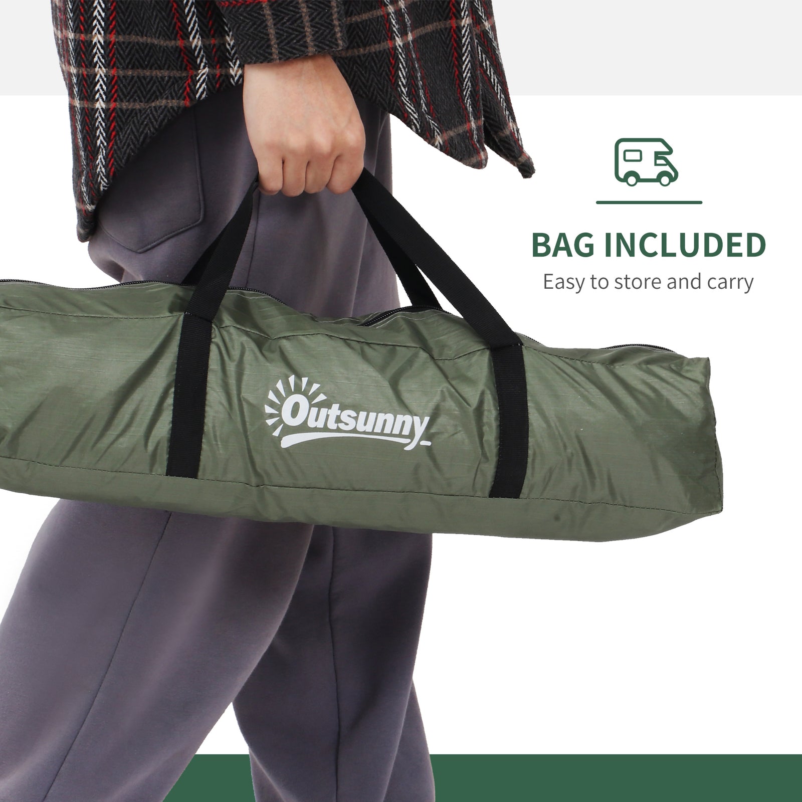 Camping Tent For 2 Person Dome Tent With Storage Pocket | Dark Green