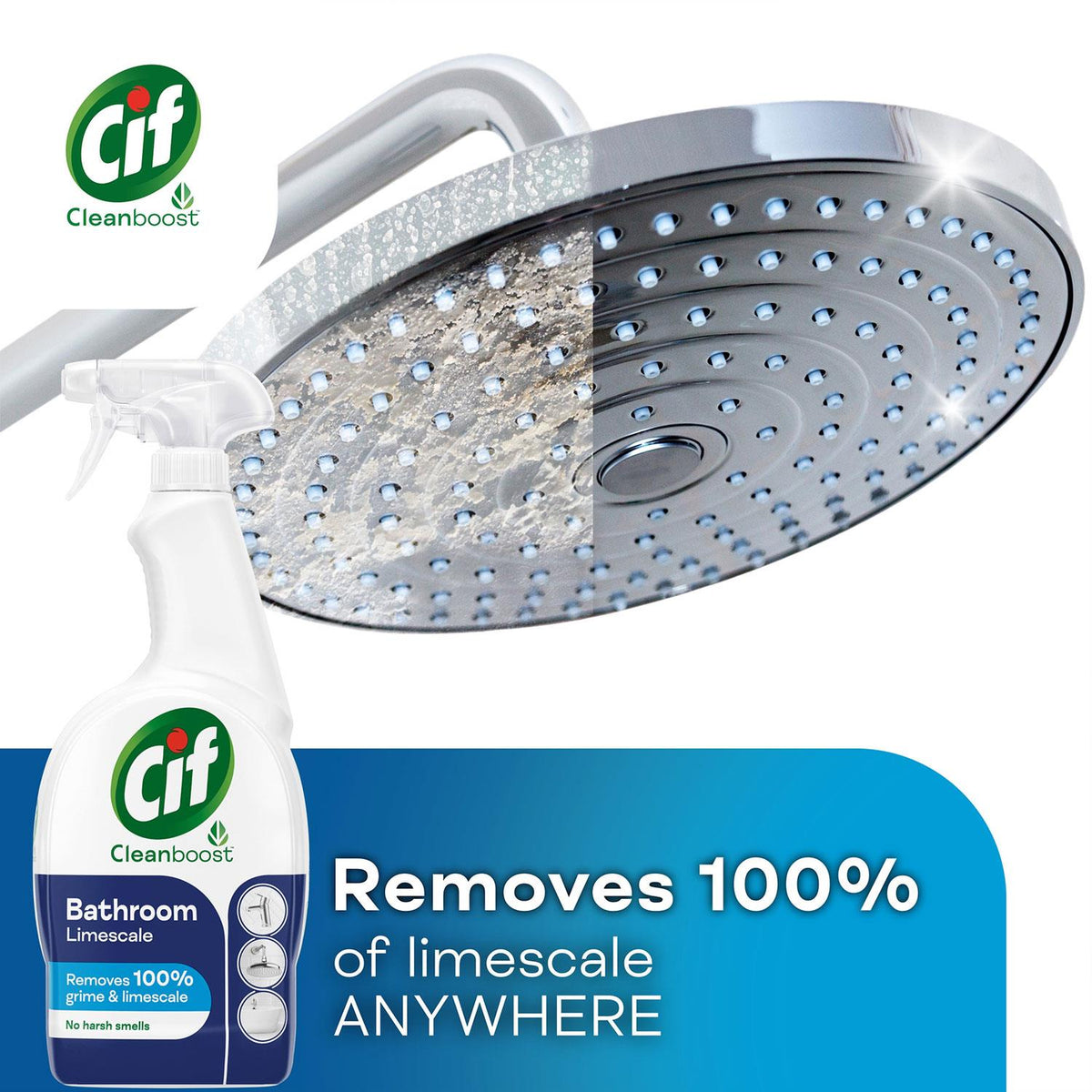 2x700ml Cif Cleanboost Bathroom Spray Removes Limescale w/ 100% Streakfree Shine | Set of 2