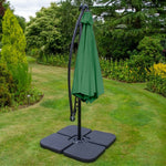 3m Led Cantilever Parasol & Plain Base | Green