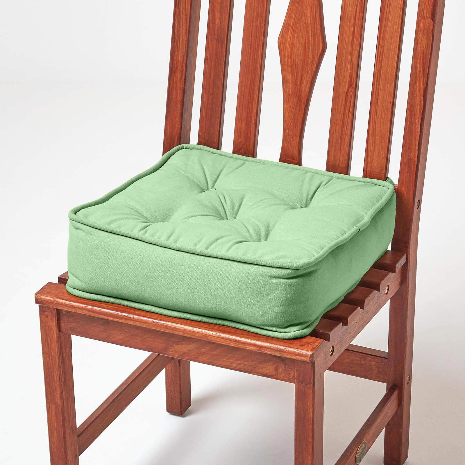 Cotton Dining Chair Booster Cushion | 40cm x 40cm | Forest Green