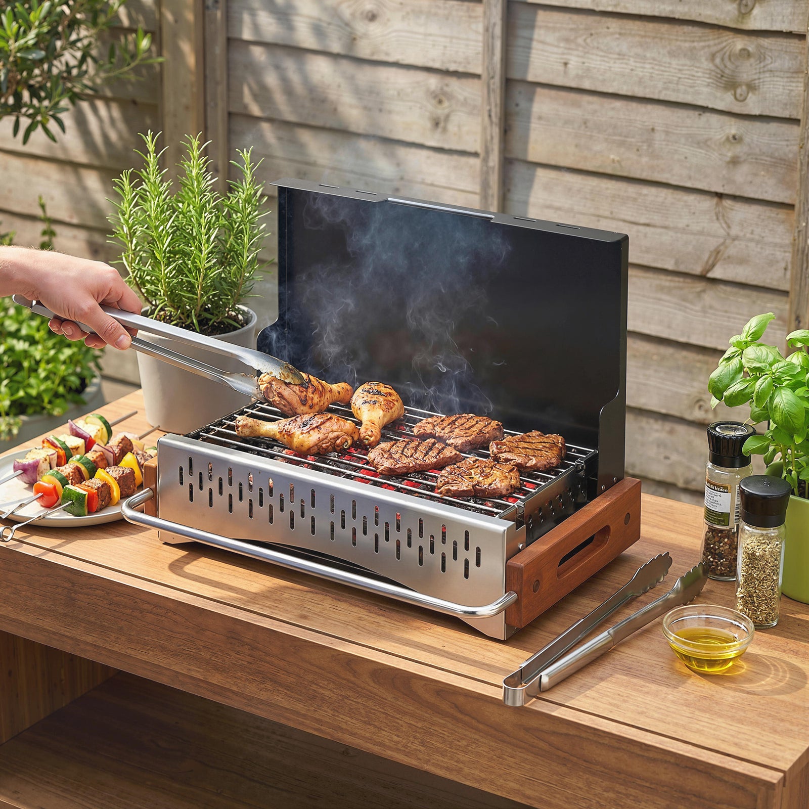Outsunny Charcoal Bbq Grill Folding Barbecue Grill For Camping Black