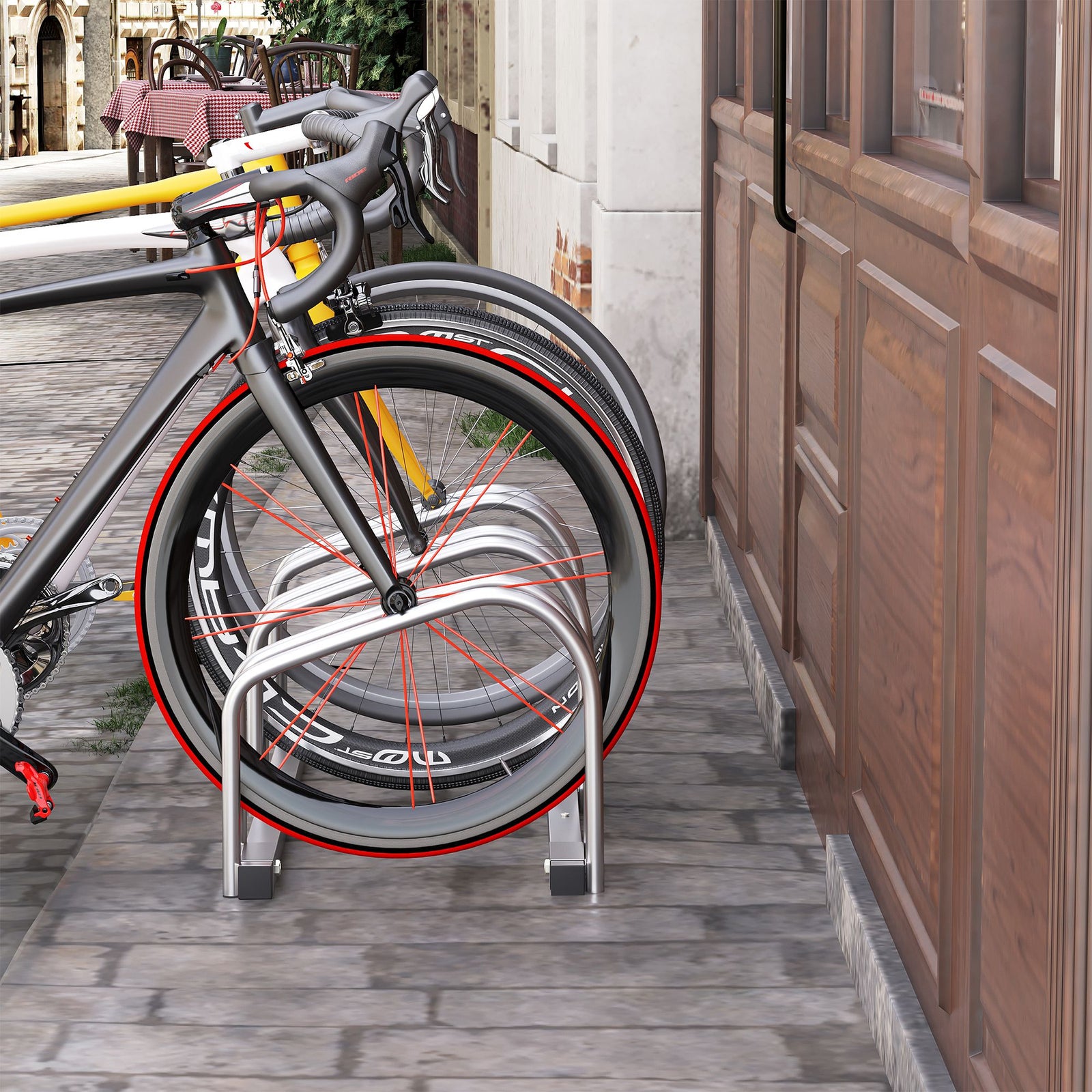 Bike Rack Floor Stand 3 Racks | Silver