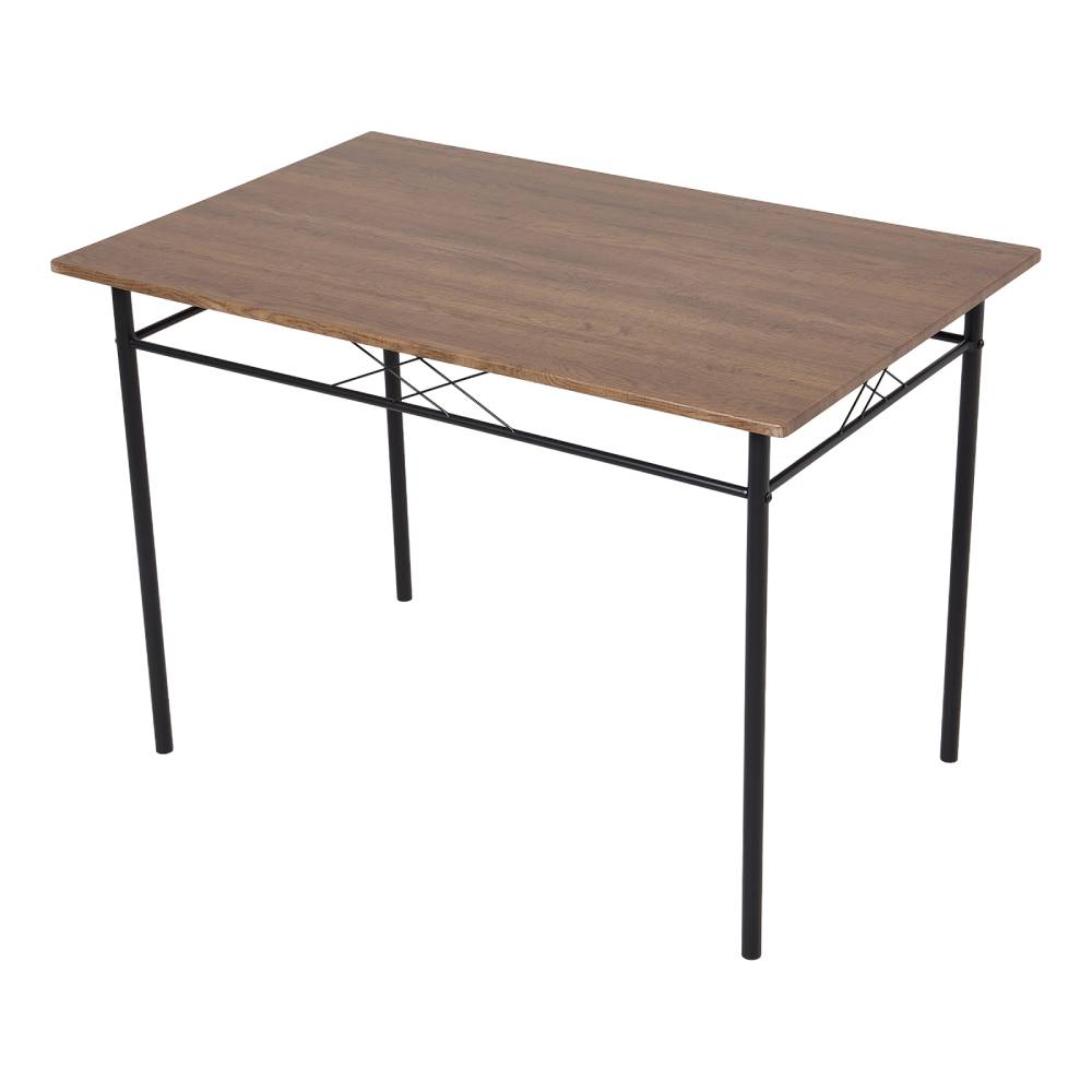 5-piece Dining Table Set With 4 Chairs, Oak Wood Grain Mdf Top & Black Metal Frame