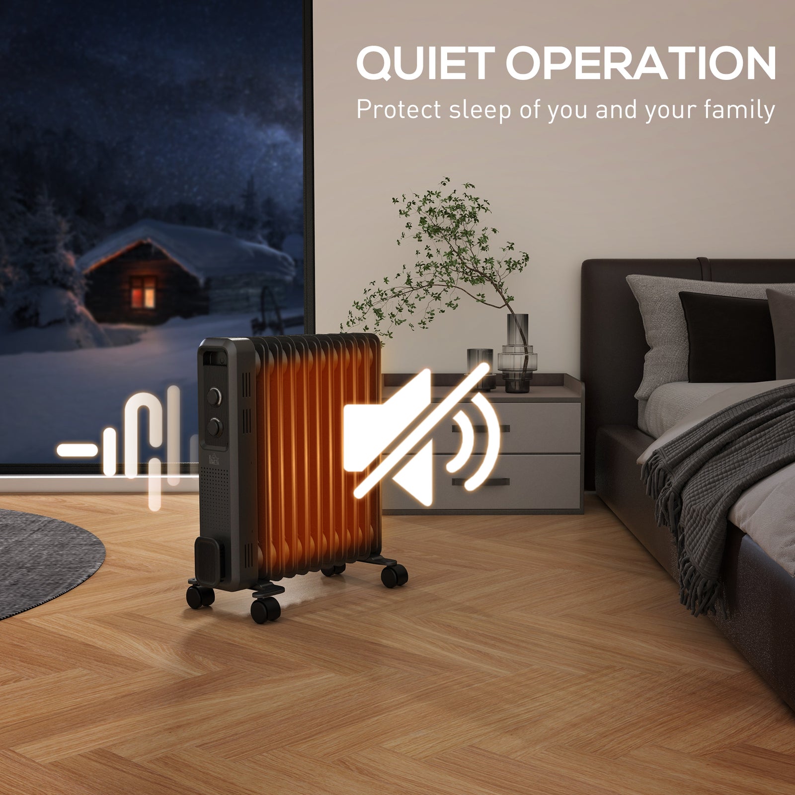 7/9/11 Fin Oil Filled Radiator Portable On Wheels | Large | Gray