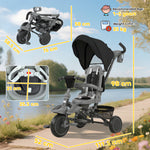 6 In 1 Kids Trike, Toddler Tricycle With Parent Handle | Black