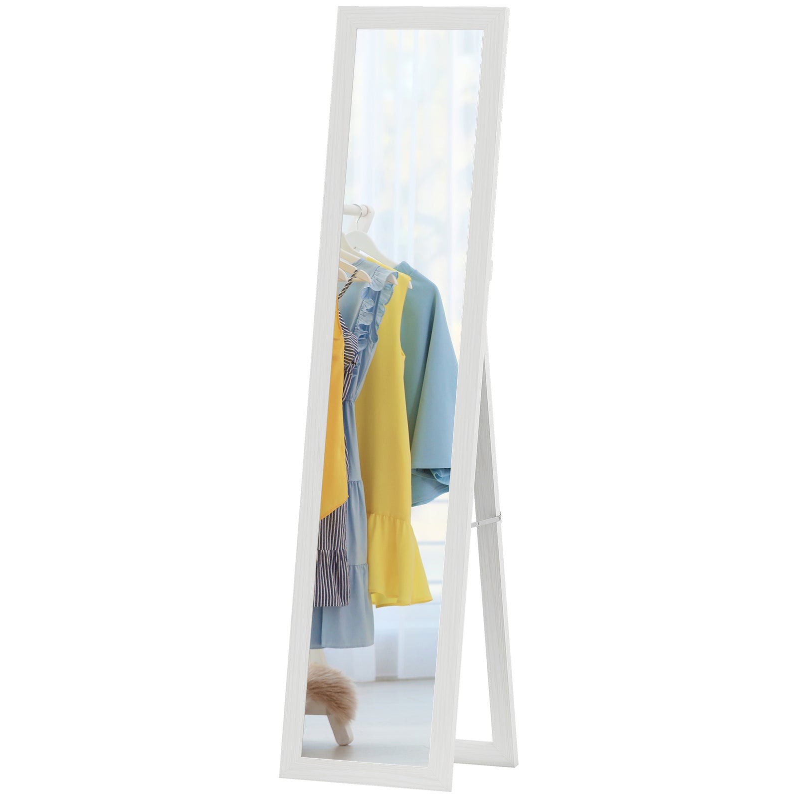 37 X 157 Cm Full Length Mirror With Frame For Bedroom | White