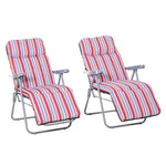 Set Of 2 Adjustable Sun Lounger Recliner Reclining Seat | Red