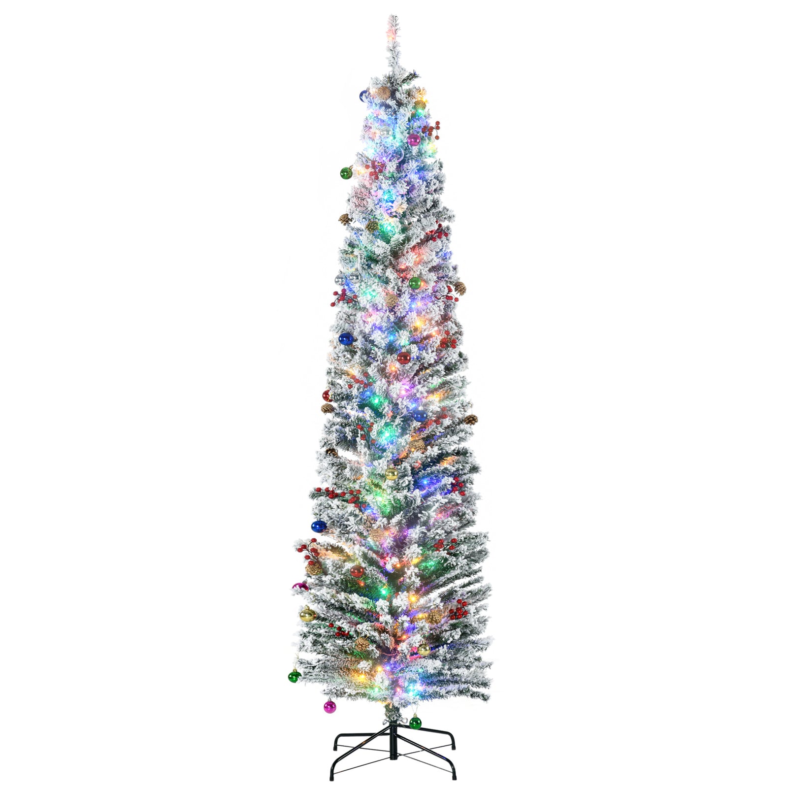 6/7/7.5ft Flocked Christmas Tree, Led Lights | 7.5ft | Green
