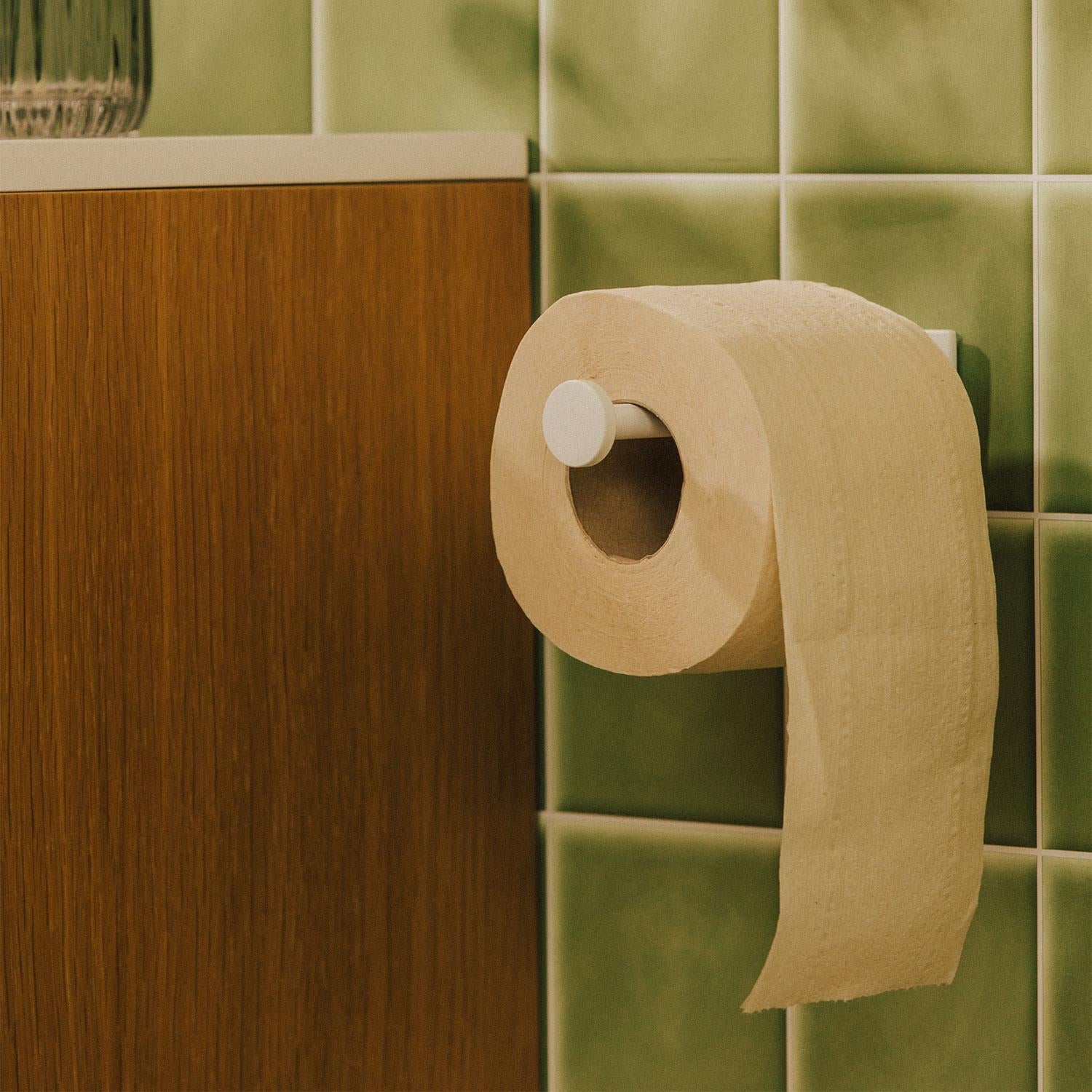 Single Arm Toilet Roll Holder, Self-adhesive, White, Stick Collection