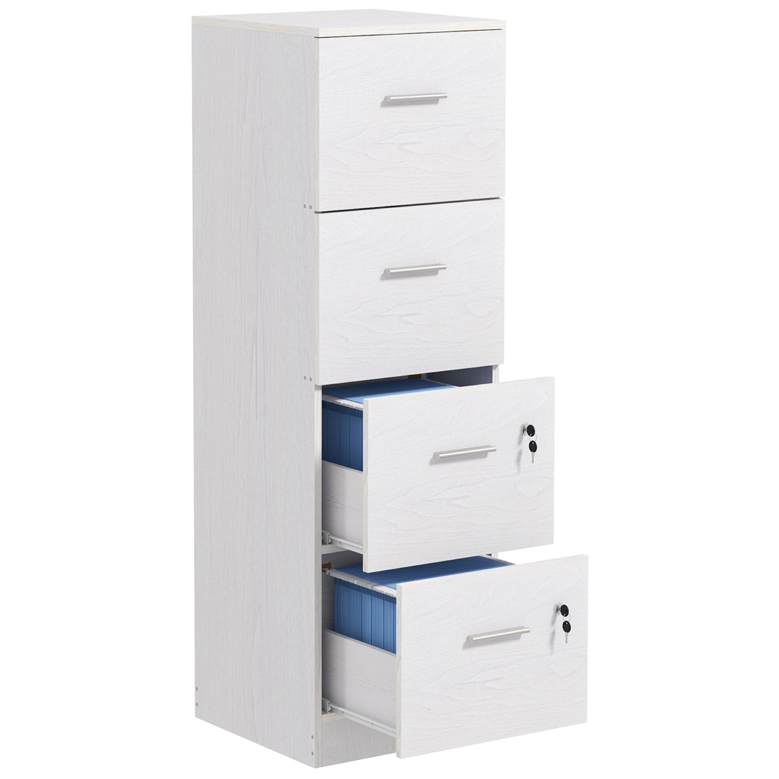 4 Drawer File Cabinet Locking Filing Cabinet | White