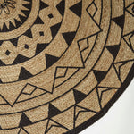 Natural & Black Mandala Braided Jute Rug Round | 200cm | Black