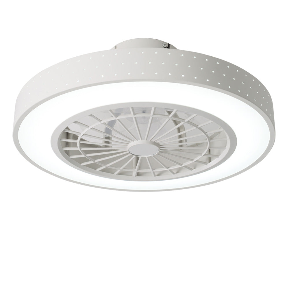 48cm Dia Led Ceiling Fan Light With App & Remote Control, Modern White Dotted Iron Ceiling Light