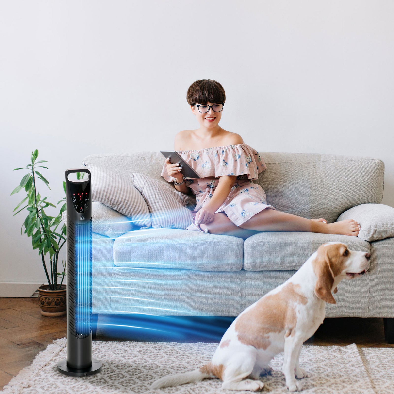 78.5cm Oscillation Tower Fan With Remote Control 40w | One Size | Black