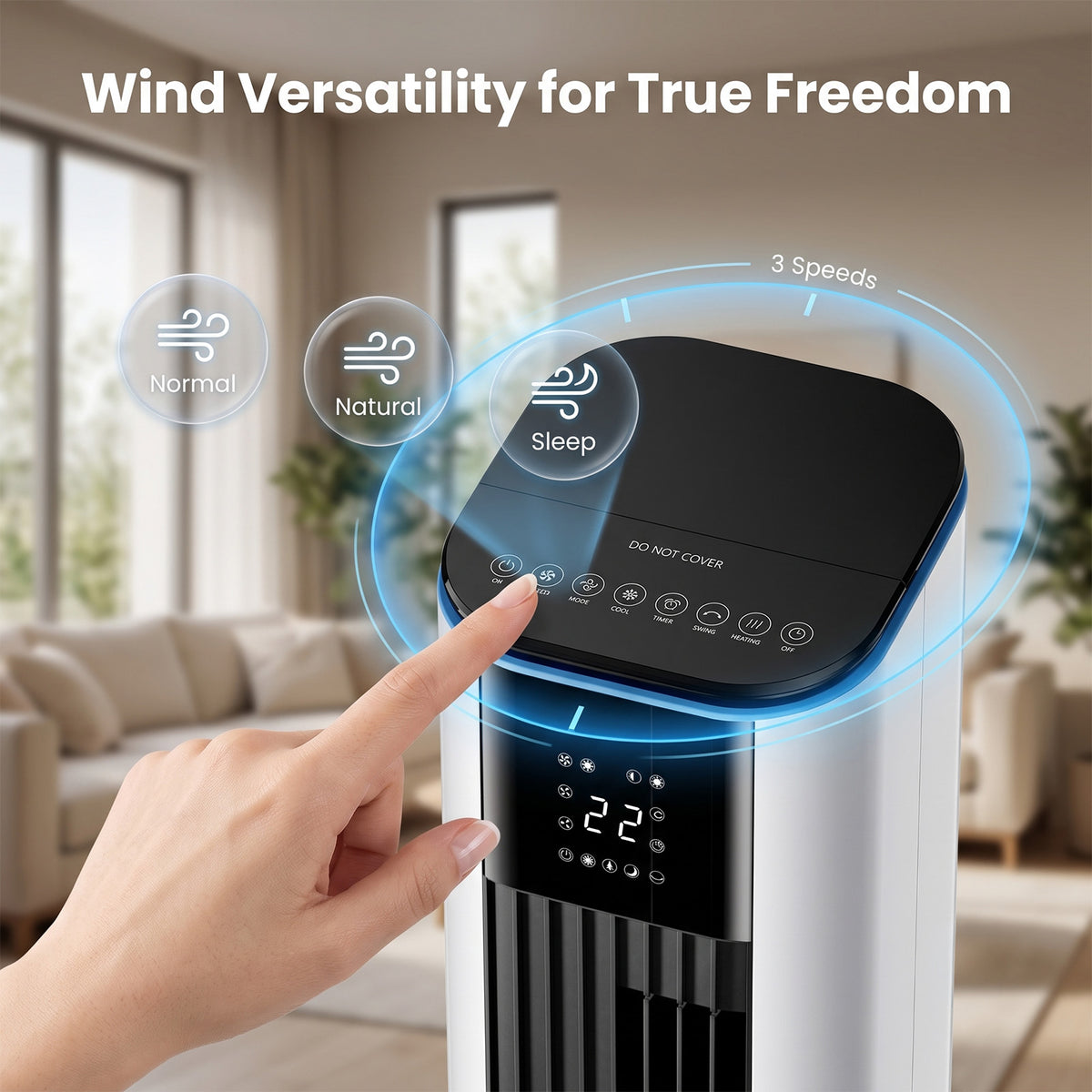 Cooling & Heating Tower Fan With 3.5l Tank, 12h Timer