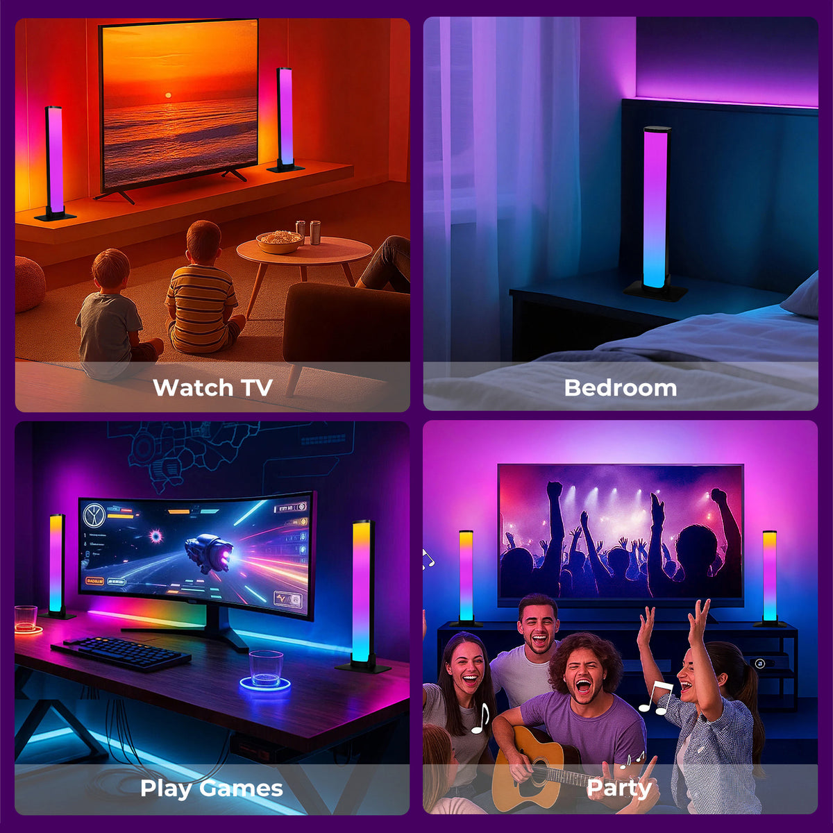 Emitto 2x Smart Rgb Led Light Bar Ambient Lamp Color Changing Music Tv Backlight