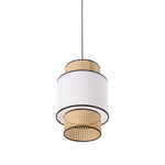 Natural Rattan And Fabric Pendant Light – Multi-layered Beech Tone Lampshade For Warm And Elegant Home Décor