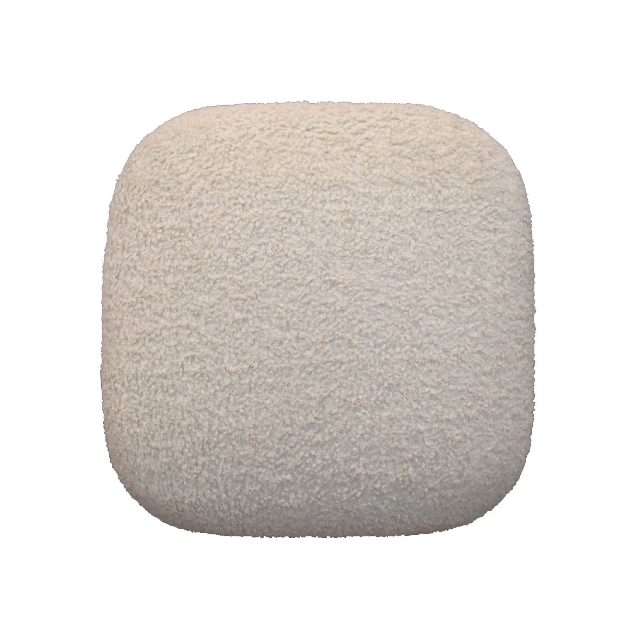 Solid Mango Wood Boucle Cream Square Footstool