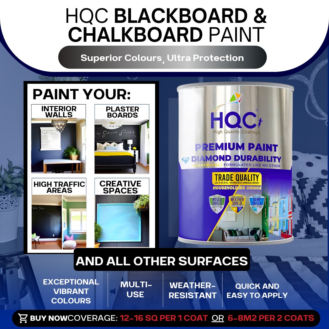 HQC Paint Blackboard & Chalkboard Paint - Easy Clean, Writable & Erasable Surface