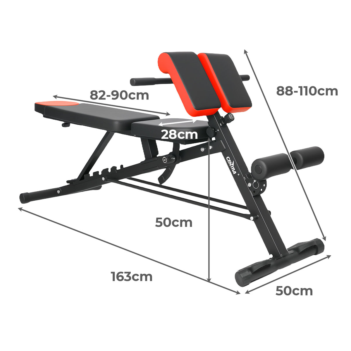 Centra Adjustable Workout Bench Roman Chair 8-position Backrest Home Gym 300kg