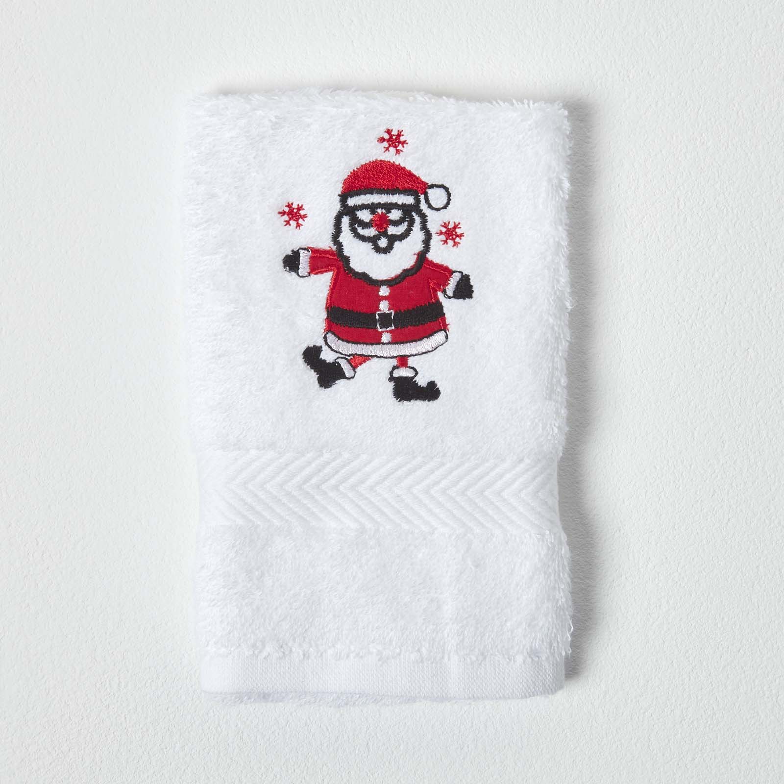 Santa Embroidered 100% Cotton Small Christmas Towel