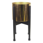 Leaf Medium Black Stand With Gold Metal Planter 38.5cm X 18cm