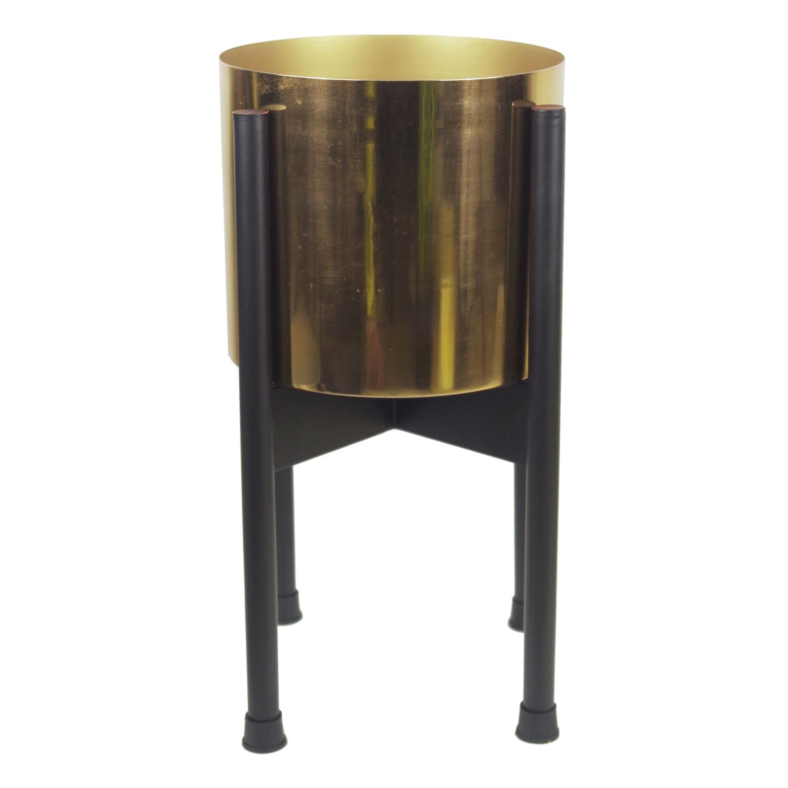 Leaf Medium Black Stand With Gold Metal Planter 38.5cm X 18cm