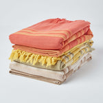 Cotton Morocco Striped Throw | 150cm x 200cm | Terracotta