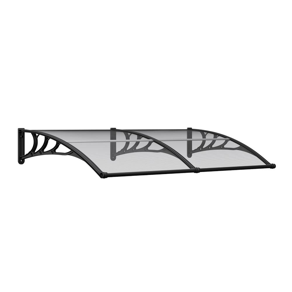 Grey Outdoor Door Canopy Window Awning With Drainage Channel 100/120/150/200cm W X 100cm D | 200cm | Grey