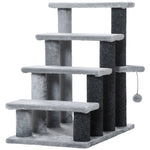Pet Stairs With 3/4-step Stair, Scratching Posts, Platforms, Toy Ball | Large | Gray
