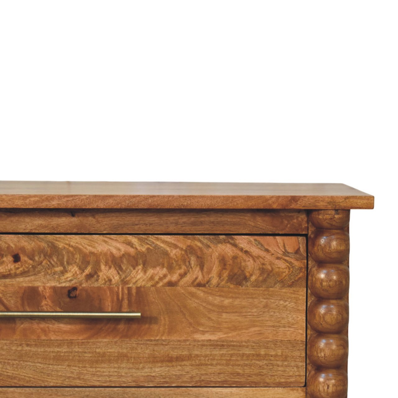 Spindle 3-drawer Chest – Solid Wood, Light Brown Finish