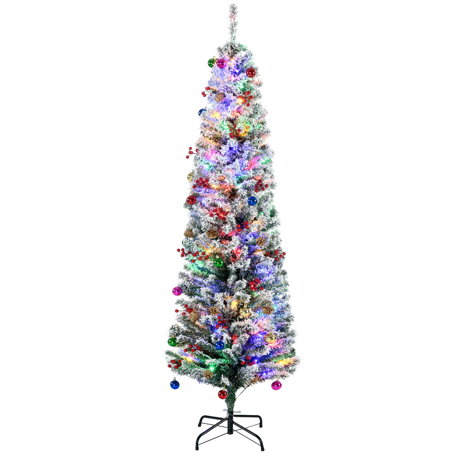 6/7/7.5ft Flocked Christmas Tree, Led Lights | 6ft | Green