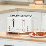 Toaster With 4 Slot, 7 Browning Levels, 1600w, Ripple | One Size | White