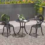 3 Piece Cast Aluminium Bistro Set W/parasol Hole For Balcony