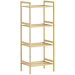 4-tier Bamboo Bathroom Storage Shelf With Adjustable Rack | One Size | Natural