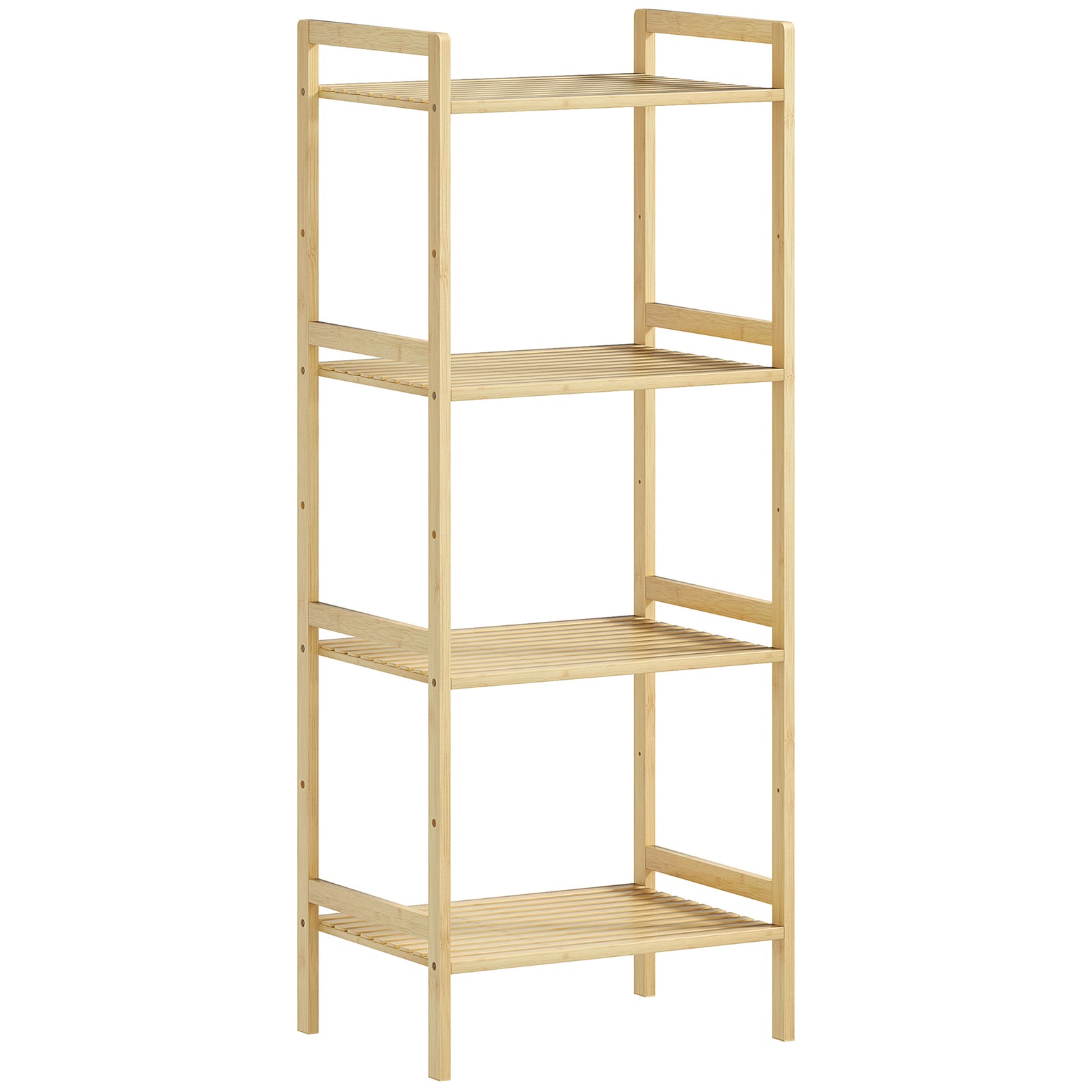 4-tier Bamboo Bathroom Storage Shelf With Adjustable Rack | One Size | Natural