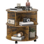 2 Tier Round Coffee Table With Shelves | Brown
