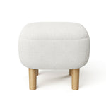 Beige Footstool Pouffe Stool With Wooden Legs