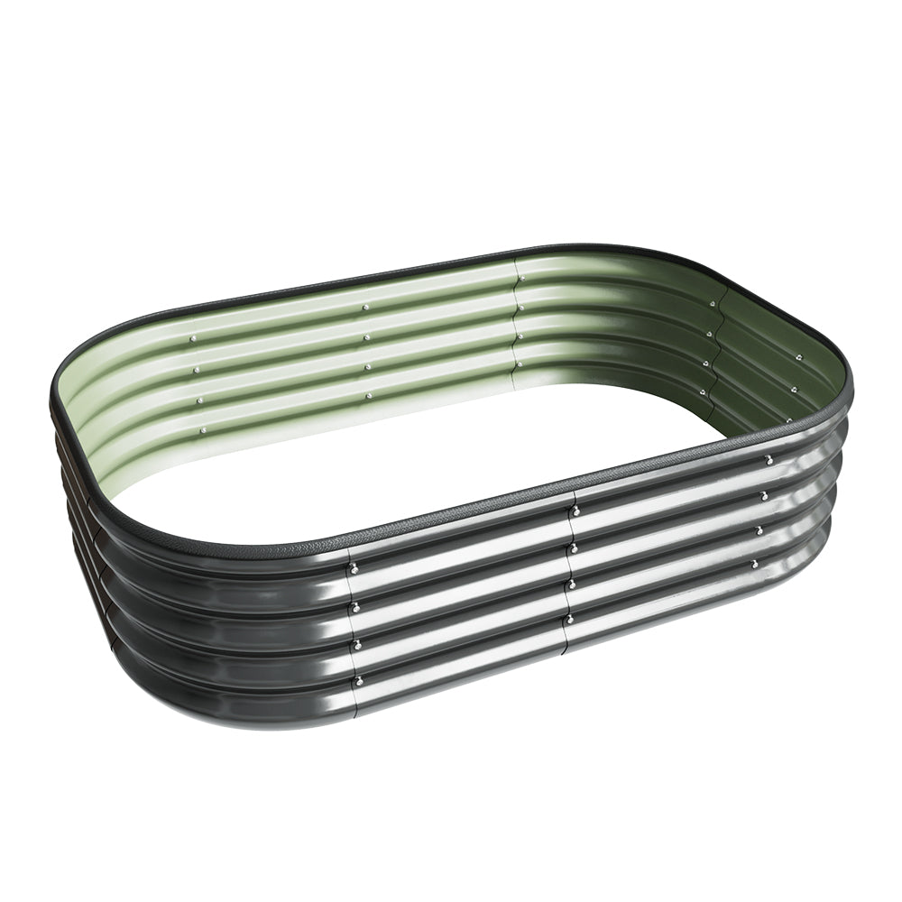 1.2m W x 0.8m D Grey Galvanized Steel Raised Garden Bed