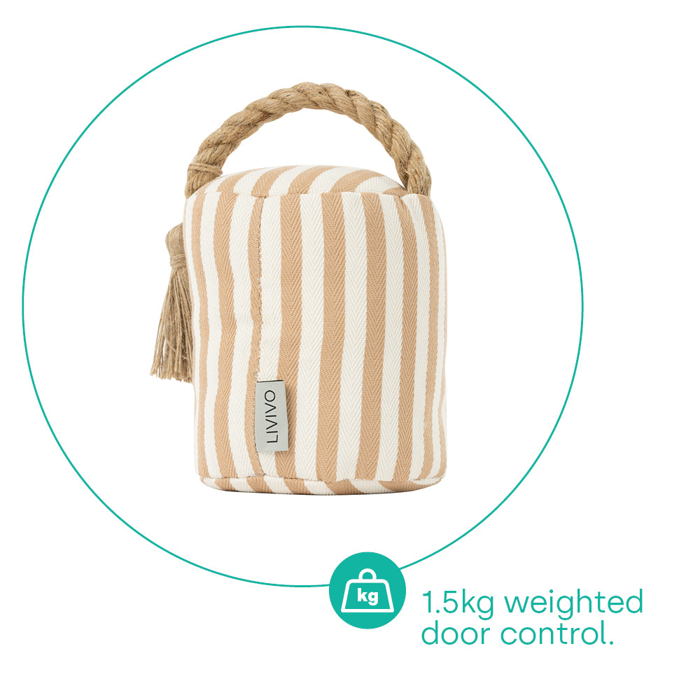Livivo Weighted Door Stopper - Boho Chic Striped Design 1.5kg Sand-filled With Hemp Handle