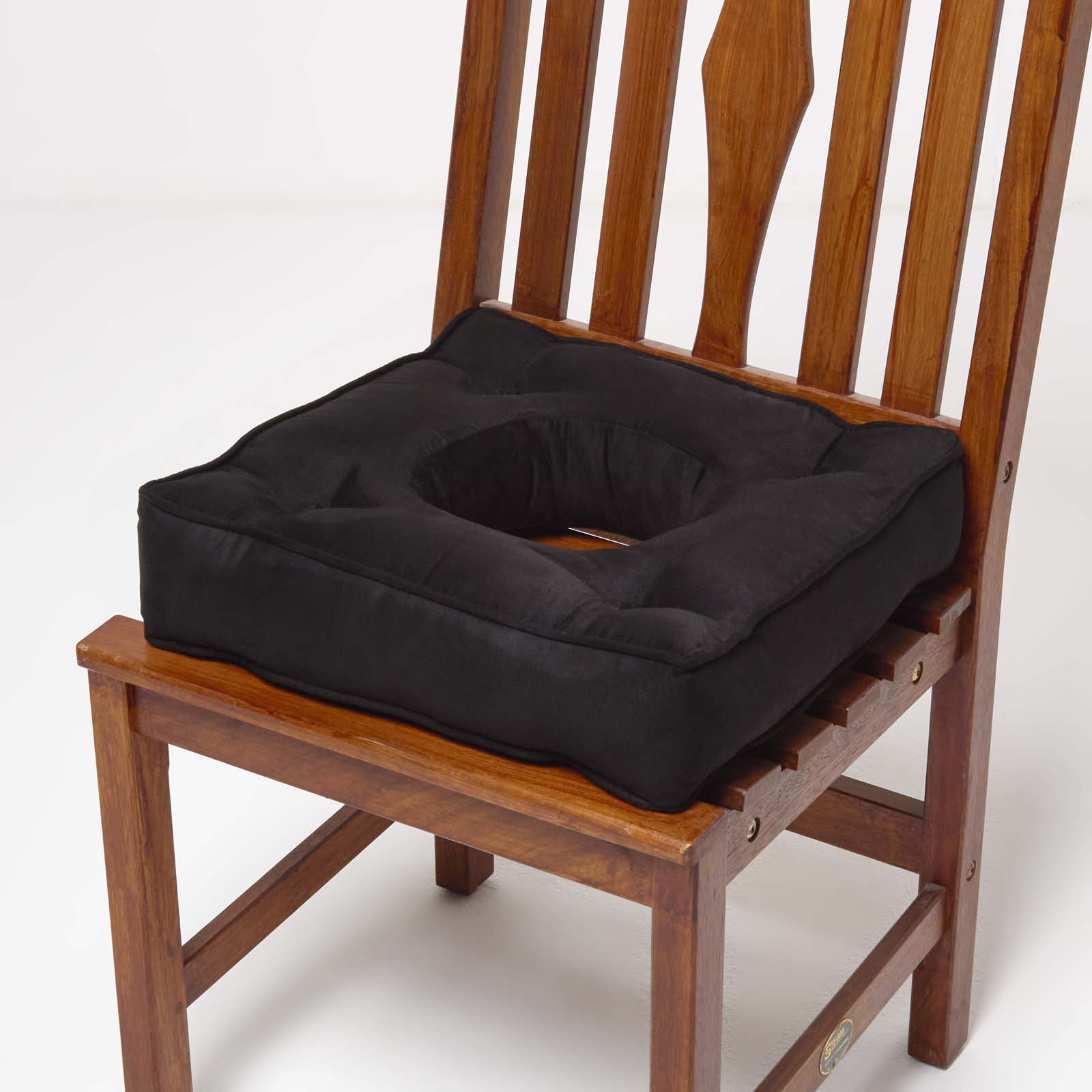 Faux Suede Coccyx Dining Chair Cushion With Ties | 40cm x 40cm | Black