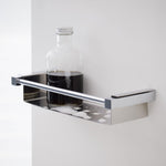 Bathroom Shelf Rectangular, 34 Cm, Silver Gloss, Metal, Wall-mounted