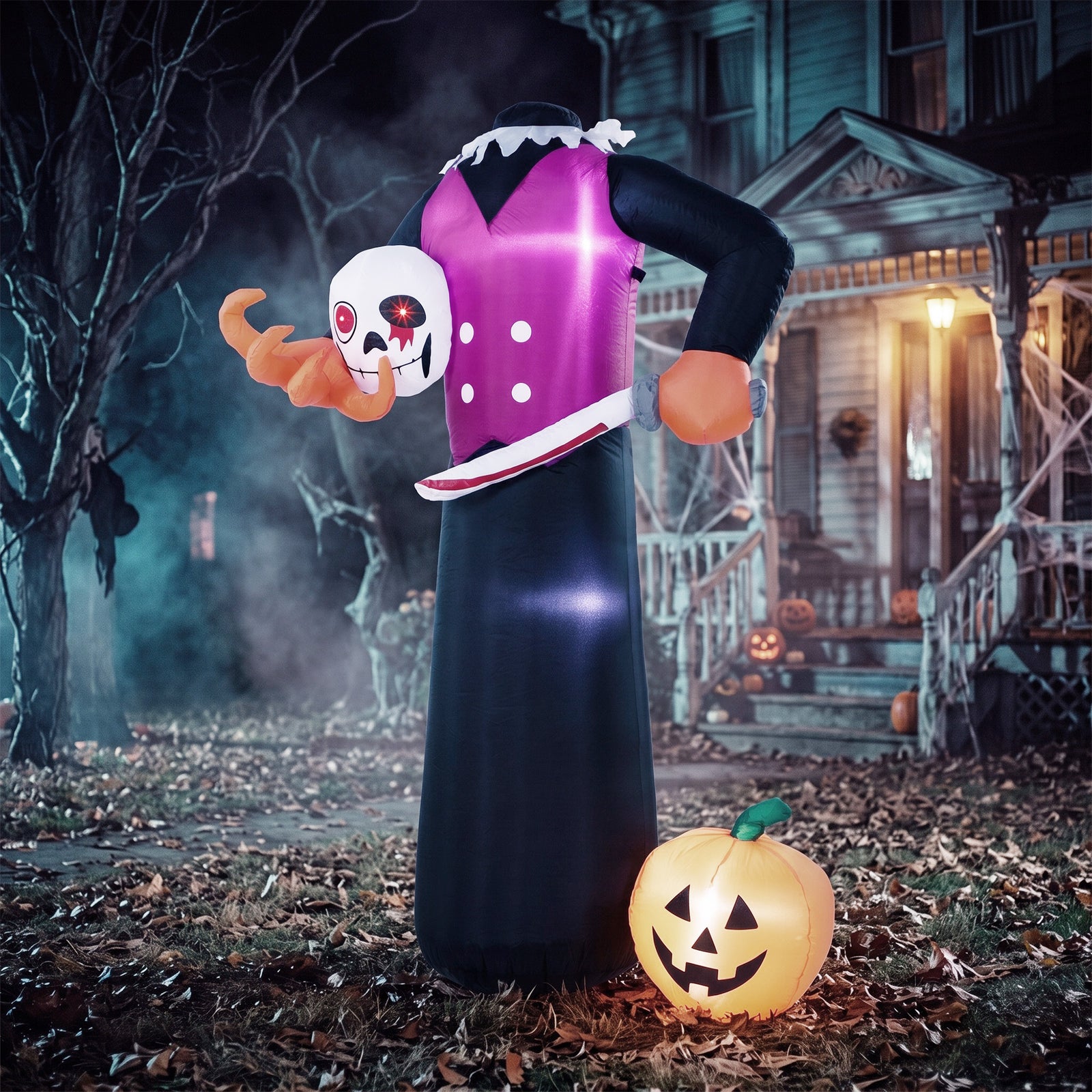 Outsunny 6 Ft Halloween Inflatable Skeleton, Halloween Headless Skeleton