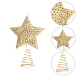 Christmas Tree Star Topper Golden Glitter Ornaments Home Party Decor