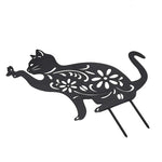Metal Cat Silhouette Garden Ornament Outdoor Garden Decor