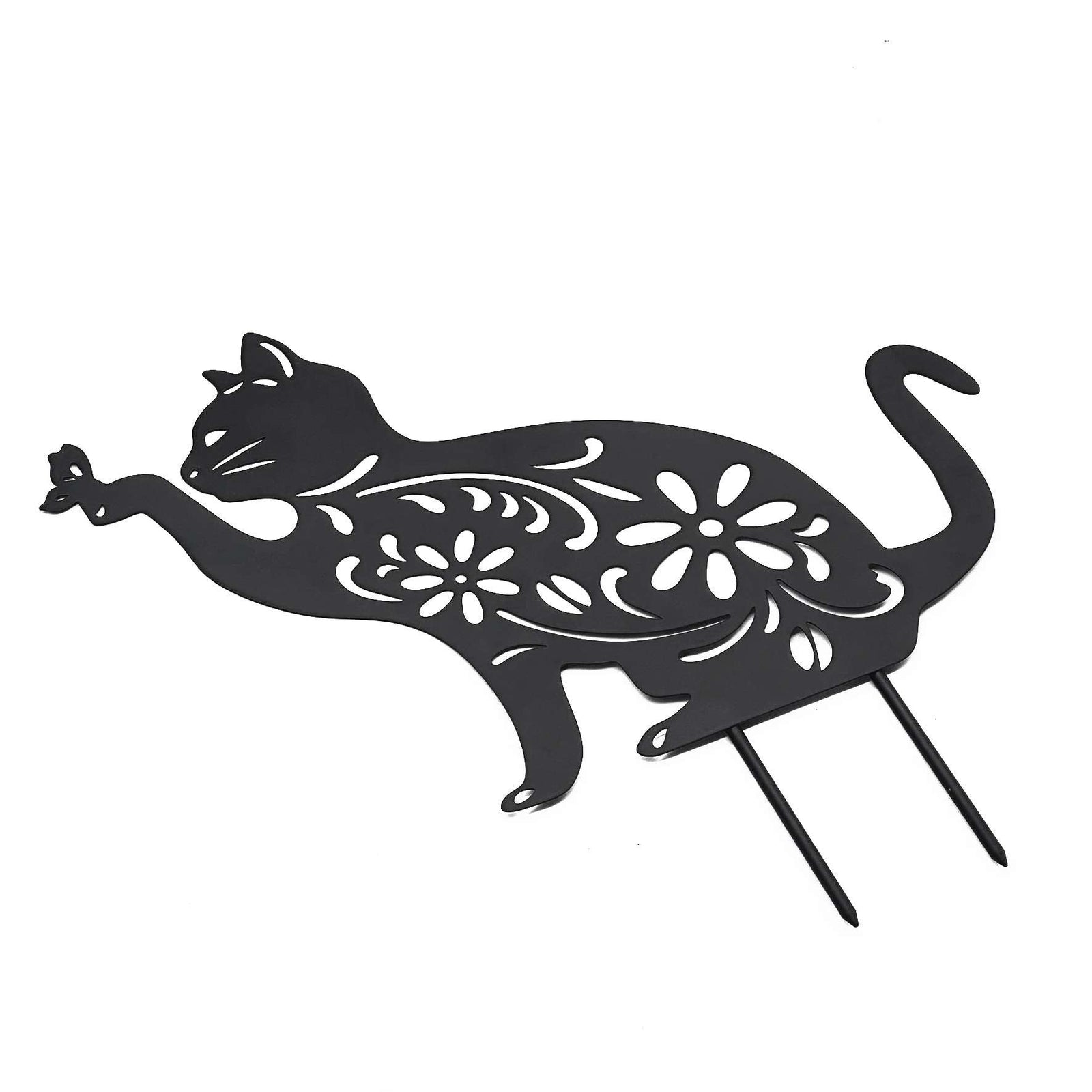 Metal Cat Silhouette Garden Ornament Outdoor Garden Decor